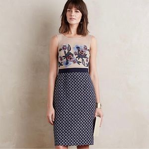 Anthro embroidered cocktail dress